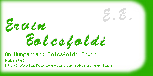 ervin bolcsfoldi business card